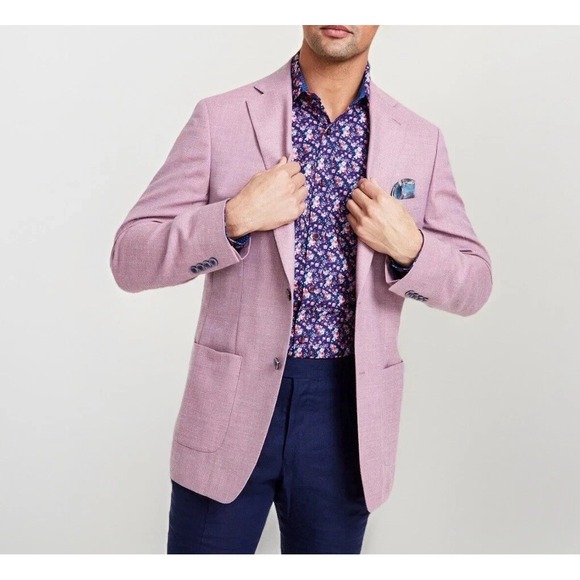 Tallia Men's Purple Slim-Fit Weave Wool-Blend Sport Coat Jacket Size 46R